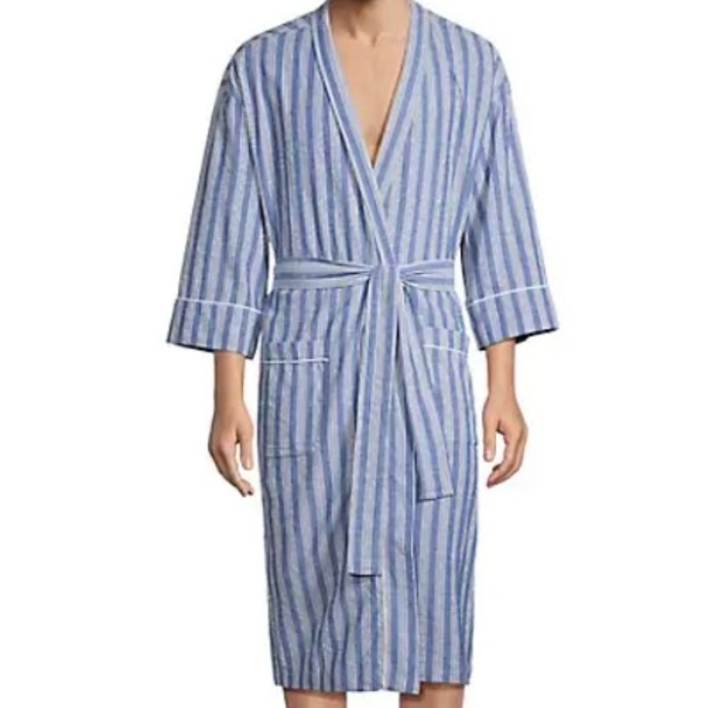 Striped Cotton Robe - Sterling